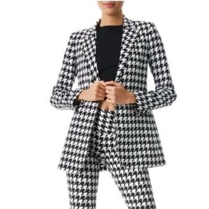 NEW Alice + Olivia Breann Houndstooth Print Single Breasted Blazer Size 2